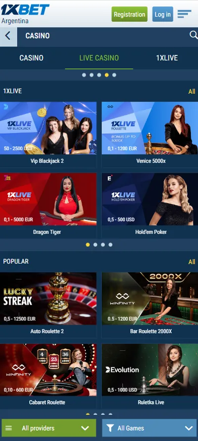 1Xbet App Live Casino